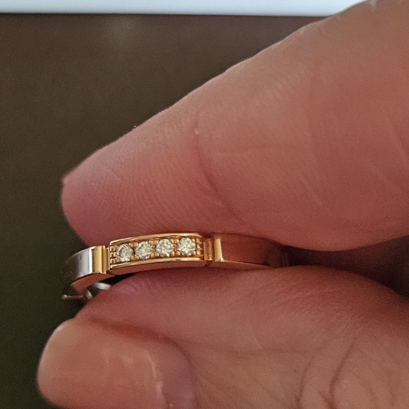 Cartier 18ct Maillon Panthere Wedding Ring with 4 diamonds,Rose Gold Accent Band - Picture 5 of 11